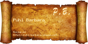 Puhl Barbara névjegykártya